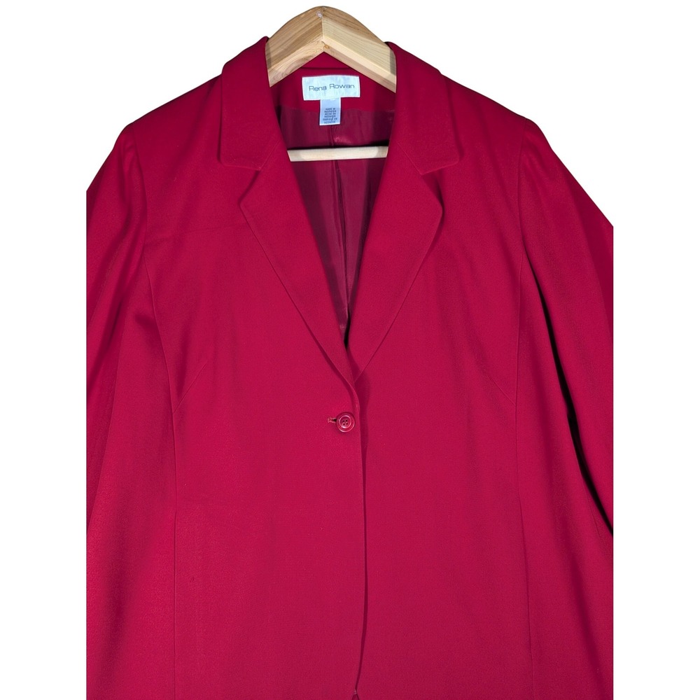 Rena Rowan Red Single Button Blazer Jacket Notch Lapel Career Plus Size 20W - Picture 5 of 14